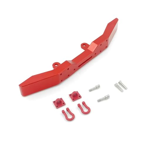Kompatibel Mit WPL B14 B16 B24 B36 Q60 Q61 1/16 RC-Auto, Militär-LKW, Upgrade-Teile, Metall-Frontstoßstange Mit Abschlepphaken RC-Autostoßstange(Red) von MGHGFYTAS
