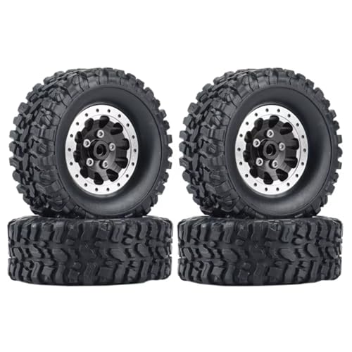 Kompatibel Mit WPL C14 C24 B14 B24 B36 Für MN D90 Für MN99S RC-Auto-Upgrades Teile Zubehör 4-teilig Beadlock-Radnabe Felge Reifen RC Autozubehör(Black) von MGHGFYTAS