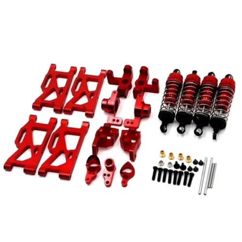 Kompatibel Mit Wltoys 144001 1/14 RC-Auto-Upgrade-Teile, Metalllenkung Für Schwingarmbasis, C-Hinterradnabe Für Sitzstoßdämpfer RC Autozubehör(Red) von MGHGFYTAS