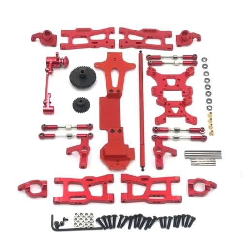 Kompatibel Mit Wltoys 144001 144002 144010 1/14 RC Auto Metall Upgrade Teile Kits Für Schwinge Link Stange Lenkung Block RC Auto Zubehör(Red) von MGHGFYTAS