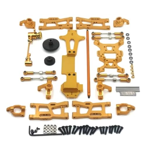 Kompatibel Mit Wltoys 144001 144002 144010 1/14 RC Auto Metall Upgrade Teile Kits Für Schwinge Link Stange Lenkung Block RC Auto Zubehör(Yellow) von MGHGFYTAS