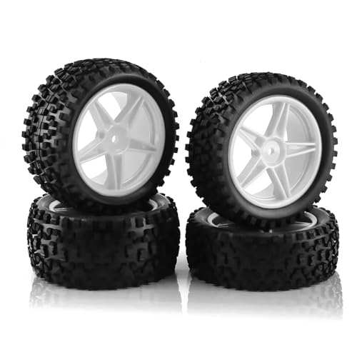 Kompatibel Mit Wltoys 144001 144010 124017 Für Tamiya Für TT02B 1/10 1/12 1/14 RC Off Road Für Buggy-Autoteile, 4 Stück, 87 Mm Reifen, Radreifen RC Autozubehör(White) von MGHGFYTAS