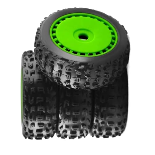 MGHGFYTAS Für Arrma Für Trxs Für Redcat Für Team Für Losi 1/8 RC Auto 4 Stücke 116mm Off Road Für Buggy Reifen Rad 17mm Hex Upgrade Komponente RC Auto Zubehör(Green,Size 1) von MGHGFYTAS