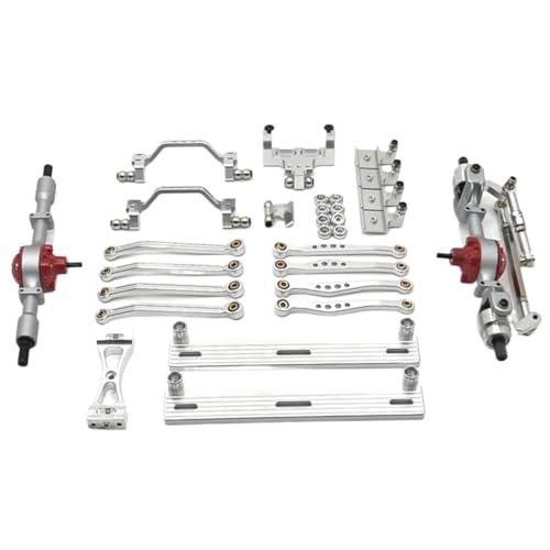 MGHGFYTAS Für WPL Für C64 C64-1 1/16 Metall Vorder- Und Hinterachse Für Chassis Link Stange Zugstange Montieren Seite Pedal Shock Mount Set RC Auto Upgrade Teile RC Auto Zubehör(Silver) von MGHGFYTAS
