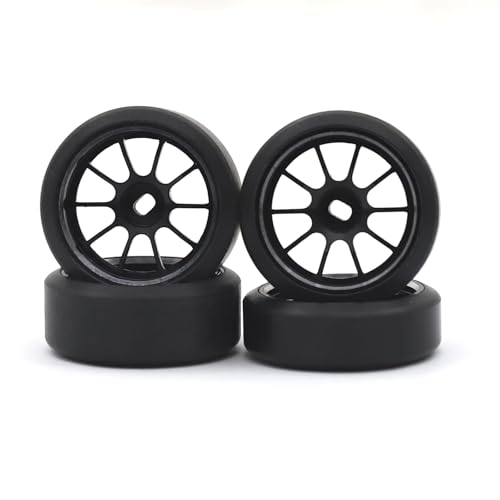 MGHGFYTAS Für Wltoys Für 284131 K969 K979 K989 K999 P929 P939 IW04M 1/28 1.5 Grad Hartplastik Drift Reifen Metall Felge RC Auto Upgrade Teile RC Auto Zubehör(Black) von MGHGFYTAS