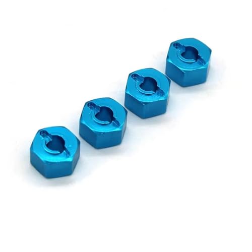 MGHGFYTAS Kompatibel Mit MJX H16 16207 16208 16209 16210 1/16 RC Car Upgrades Teile Zubehör 4 Stück Metall 12 Mm Rad-Sechskant-Nabenadapter RC Auto Zubehör(Blue) von MGHGFYTAS
