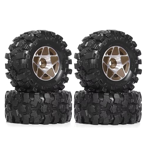 MGHGFYTAS Kompatibel Mit TRX4M Für SCX24 AX24 Für FCX24 1/18 1/24 RC Crawler Autoteile Zubehör 4-teiliges 57-mm-1,0-Zoll-Metall-Beadlock-Rad-Reifen-Set RC Auto Zubehör(Brown) von MGHGFYTAS