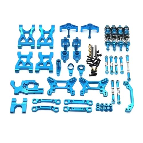 MGHGFYTAS Kompatibel Mit WLtoys 104072 1/10 RC Autoteile Metall-Upgrade Für Schwingarm-Zugstange Lenkbecher-Stoßdämpfer 13-teiliges Kit RC Auto Zubehör(Blue) von MGHGFYTAS