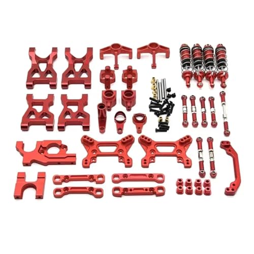 MGHGFYTAS Kompatibel Mit WLtoys 104072 1/10 RC Autoteile Metall-Upgrade Für Schwingarm-Zugstange Lenkbecher-Stoßdämpfer 13-teiliges Kit RC Auto Zubehör(Red) von MGHGFYTAS
