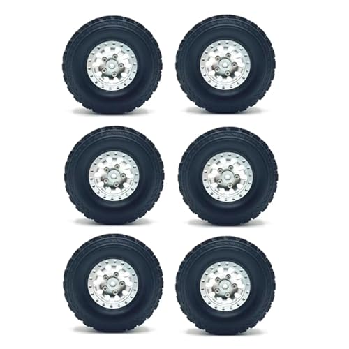MGHGFYTAS Kompatibel Mit WPL B16 B36 Für JJRC Q60 Q63 Für Fayee FY004 ForMN-77 6WD 6X6 RC Autoteile 6 Stück Metall Beadlock Radnabe Felge Rubbr Reifen RC Auto Zubehör(White) von MGHGFYTAS