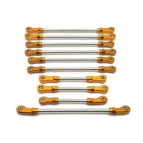 MGHGFYTAS Kompatibel Mit Wltoys 104006 104010 104020 104026 10 Stück Metall-Verbindungsstange, Verstellbares Gestänge, Lenkverbindung, 1/10 RC-Autoteile-Zubehör RC Auto Zubehör(Yellow) von MGHGFYTAS