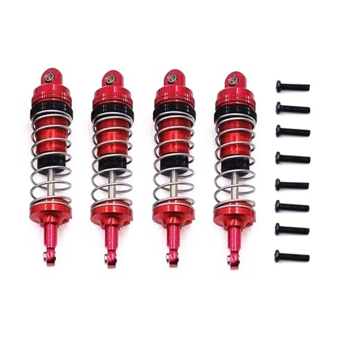 MGHGFYTAS Kompatibel Mit Wltoys 144001 144002 144010 124007 124008 124016 124017 124018 124019 4 Stück Metall-Stoßdämpfer RC-Auto-Upgrade-Teile RC Auto Zubehör(Red) von MGHGFYTAS