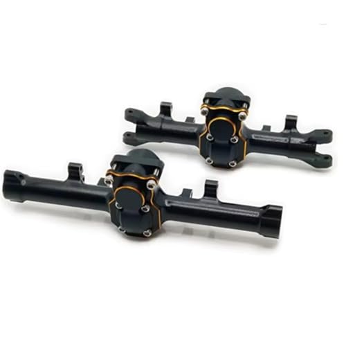 MGHGFYTAS RC Achse Set Kompatibel Mit Axial AXI31609 AXI31610 Für SCX24 1967 Für Wrangler 90081 Für Bronco 1/24 RC-Auto, Metallgehäuse Für Vorder- Und Hinterachse(Black Yellow) von MGHGFYTAS