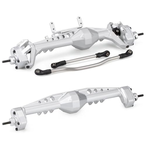 MGHGFYTAS RC Achse Set Kompatibel Mit Axial Für Capra 1.9 Für UTB 1/10 RC Crawler Für Chassis Cheater Rigs CNC Aluminium F9 Offset Portalachse Mit Servohalterungen(Silver,Front and Rear) von MGHGFYTAS