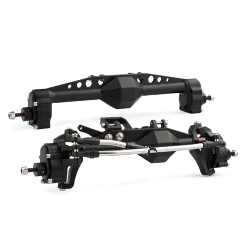 MGHGFYTAS RC Achse Set Kompatibel Mit Axial Für Capra Für SCX10 III RC-Auto-Cheater Rigs Aluminium-Offset-Portalachse Mit Servohalterung Upgrade-Teile(Black,Front and Rear) von MGHGFYTAS