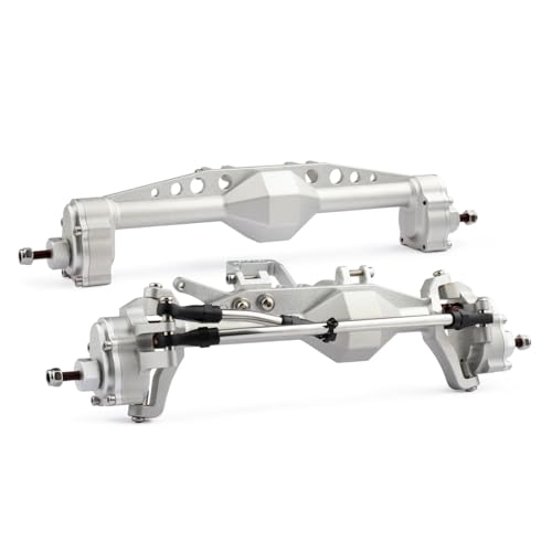 MGHGFYTAS RC Achse Set Kompatibel Mit Axial Für Capra Für SCX10 III RC-Auto-Cheater Rigs Aluminium-Offset-Portalachse Mit Servohalterung Upgrade-Teile(Silver,Front and Rear) von MGHGFYTAS