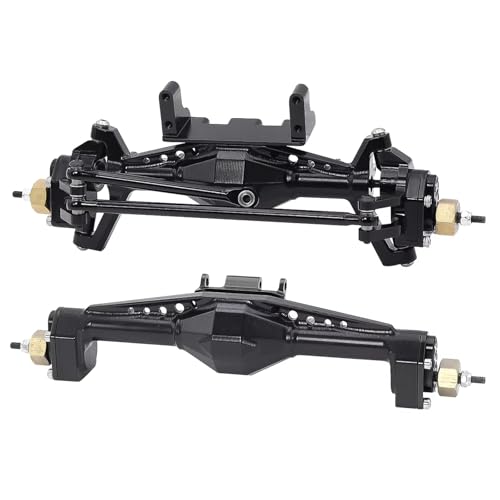 MGHGFYTAS RC Achse Set Kompatibel Mit Axial Für Capra UTB18 1/18 RC-Auto-Upgrade-Teile, Aluminiumlegierung, Vorder- Und Hinterportalachse Mit Servohalterung(Black,Front and Rear) von MGHGFYTAS