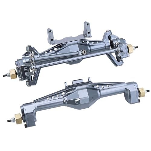 MGHGFYTAS RC Achse Set Kompatibel Mit Axial Für Capra UTB18 1/18 RC-Auto-Upgrade-Teile, Aluminiumlegierung, Vorder- Und Hinterportalachse Mit Servohalterung(Gray,Front and Rear) von MGHGFYTAS