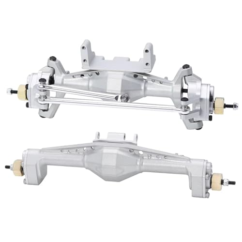 MGHGFYTAS RC Achse Set Kompatibel Mit Axial Für Capra UTB18 1/18 RC-Auto-Upgrade-Teile, Aluminiumlegierung, Vorder- Und Hinterportalachse Mit Servohalterung(Silver,Front and Rear) von MGHGFYTAS