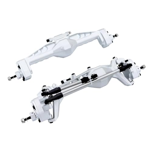 MGHGFYTAS RC Achse Set Kompatibel Mit Axial Für SCX10 1/10 RC-Autoteil, Ersatzzubehör, Aluminiumlegierung, Komplette Vorder- Und Hinterachse(Silver) von MGHGFYTAS