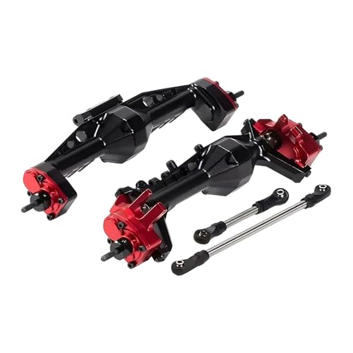 MGHGFYTAS RC Achse Set Kompatibel Mit Axial Für SCX10 1/10 RC-Autoteilzubehör, Upgrade-Aluminiumlegierung, Komplette Vorder- Und Hinterachse(Red) von MGHGFYTAS