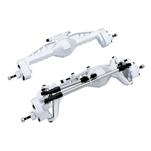 MGHGFYTAS RC Achse Set Kompatibel Mit Axial Für SCX10 1/10 RC-Autoteilzubehör, Upgrade-Aluminiumlegierung, Komplette Vorder- Und Hinterachse(Silver) von MGHGFYTAS