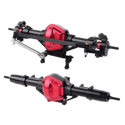MGHGFYTAS RC Achse Set Kompatibel Mit Axial Für SCX10 1:10 RC Für Rock Crawler Auto Metall Vorderachse Hinterachse Upgrade Teile Zubehör(Black,Front and Rear) von MGHGFYTAS