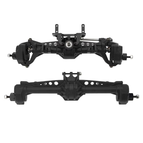 MGHGFYTAS RC Achse Set Kompatibel Mit Axial Für SCX10 Für SCX10 II 1/10 RC Crawler Upgrade-Teile Kunststoffachsen Stahlzahnräder Vorne Hinten Portalachsen(Black) von MGHGFYTAS
