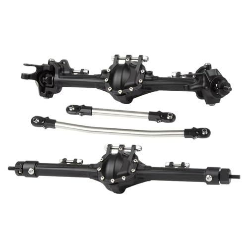 MGHGFYTAS RC Achse Set Kompatibel Mit Axial Für SCX10 II 1/10 RC Für Rock Crawler Integrierte Aluminiumachse Upgrade-Teile Zubehör(Black,Front and Rear) von MGHGFYTAS