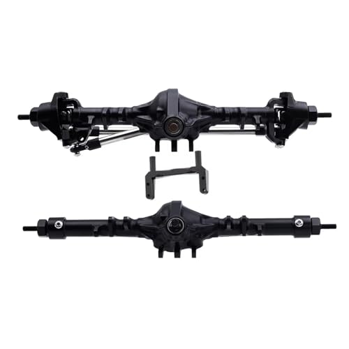 MGHGFYTAS RC Achse Set Kompatibel Mit Axial Für SCX10 II 90046 1/10 RC Crawler Rig, Gerade, Komplette Achsen, Upgrade-Teile, Integrierte CNC-Aluminium-Vorder- Und Hinterachse(Black,Front and Rear) von MGHGFYTAS