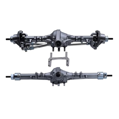 MGHGFYTAS RC Achse Set Kompatibel Mit Axial Für SCX10 II 90046 1/10 RC Crawler Rig, Gerade, Komplette Achsen, Upgrade-Teile, Integrierte CNC-Aluminium-Vorder- Und Hinterachse(Gray,Front and Rear) von MGHGFYTAS
