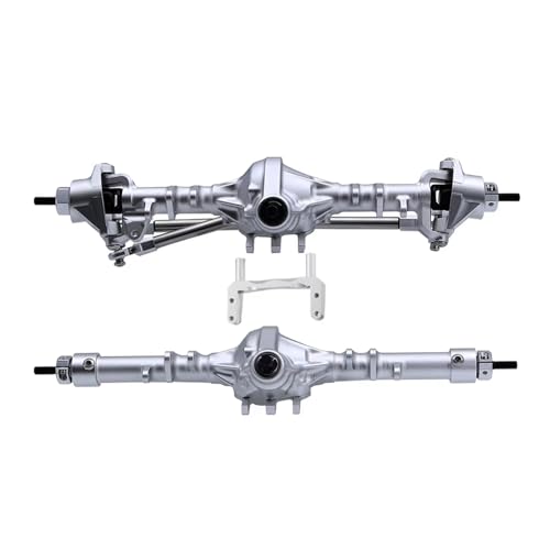 MGHGFYTAS RC Achse Set Kompatibel Mit Axial Für SCX10 II 90046 1/10 RC Crawler Rig, Gerade, Komplette Achsen, Upgrade-Teile, Integrierte CNC-Aluminium-Vorder- Und Hinterachse(Silver,Front and Rear) von MGHGFYTAS