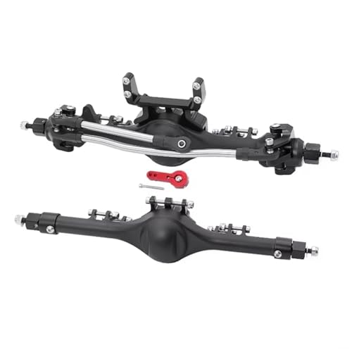 MGHGFYTAS RC Achse Set Kompatibel Mit Axial Für SCX10 II 90046 90047 1/10 RC Crawler Auto Upgrade Teile Zubehör Vorne Hinten Gerade Komplette Achsen(Black) von MGHGFYTAS