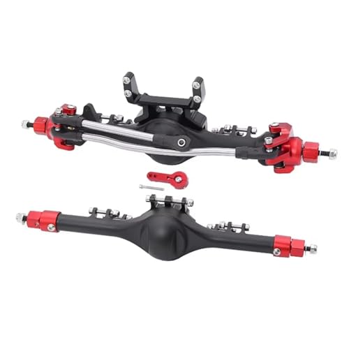MGHGFYTAS RC Achse Set Kompatibel Mit Axial Für SCX10 II 90046 90047 1/10 RC Crawler Auto Upgrade Teile Zubehör Vorne Hinten Gerade Komplette Achsen(Black red) von MGHGFYTAS