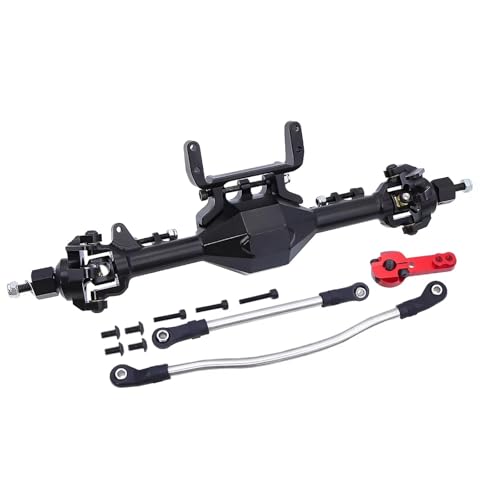 MGHGFYTAS RC Achse Set Kompatibel Mit Axial Für SCX10 II 90046 90047 1/10 RC Crawler Upgrade-Teile CNC-Aluminium-Vorder- Und Hinterachse, Gerades Komplettes Achsen-Set(Black,Front) von MGHGFYTAS