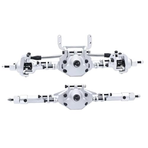 MGHGFYTAS RC Achse Set Kompatibel Mit Axial Für SCX10 II 90046 90047 1/10 RC Crawler Upgrade-Teile CNC-Aluminium-Vorder- Und Hinterachse, Gerades Komplettes Achsen-Set(Gray,Front and Rear) von MGHGFYTAS