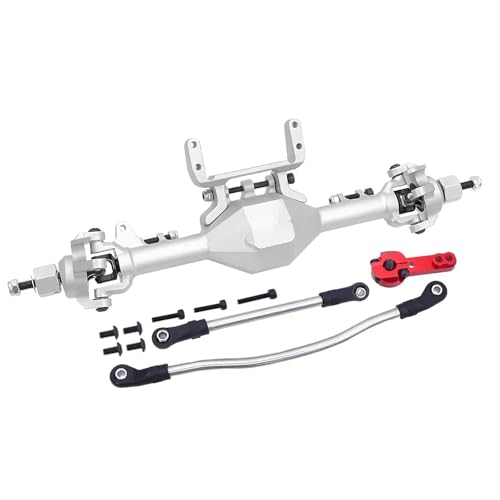 MGHGFYTAS RC Achse Set Kompatibel Mit Axial Für SCX10 II 90046 90047 1/10 RC Crawler Upgrade-Teile CNC-Aluminium-Vorder- Und Hinterachse, Gerades Komplettes Achsen-Set(Silver,Front) von MGHGFYTAS