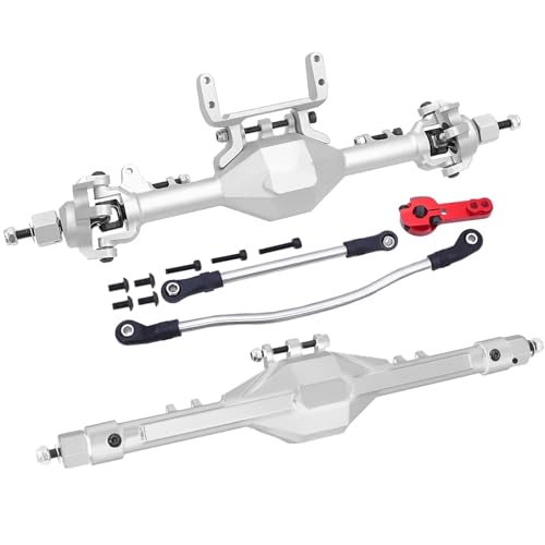 MGHGFYTAS RC Achse Set Kompatibel Mit Axial Für SCX10 II 90046 90047 1/10 RC Crawler Upgrade-Teile CNC-Aluminium-Vorder- Und Hinterachse, Gerades Komplettes Achsen-Set(Silver,Front and Rear) von MGHGFYTAS