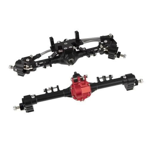 MGHGFYTAS RC Achse Set Kompatibel Mit Axial Für SCX10 II 90046 90047 CC01 1/10 RC Crawler Teile CNC-gefräste Aluminium-Portalachse Vorne Und Hinten(Black) von MGHGFYTAS