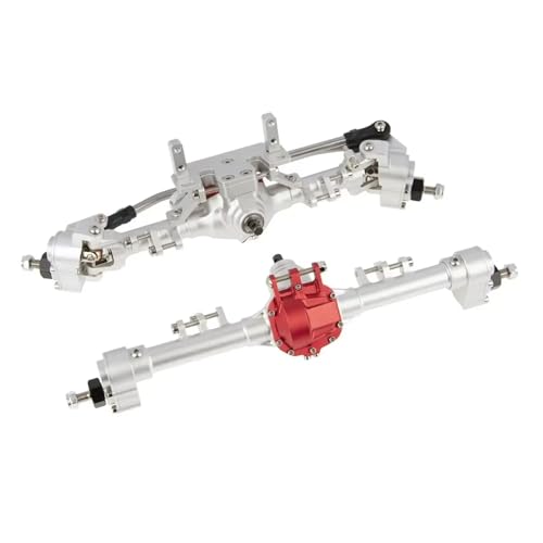 MGHGFYTAS RC Achse Set Kompatibel Mit Axial Für SCX10 II 90046 90047 CC01 Für LCG 1/10 RC Crawler Autoteile CNC-Aluminium-Integrierte Achse Vorne Hinten Portalachse(Silver) von MGHGFYTAS