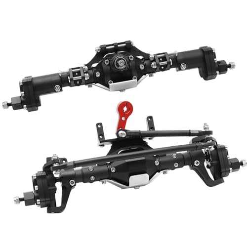 MGHGFYTAS RC Achse Set Kompatibel Mit Axial Für SCX10 II 90046 90047 D90 1/10 RC Für Rock Crawler CNC-Aluminiumlegierung Vorne Und Hinten Portalachse(Black,Front and Rear) von MGHGFYTAS