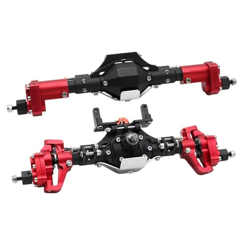 MGHGFYTAS RC Achse Set Kompatibel Mit Axial Für SCX10 II 90046 90047 D90 1/10 RC Für Rock Crawler CNC-Aluminiumlegierung Vorne Und Hinten Portalachse(Red,Front and Rear) von MGHGFYTAS