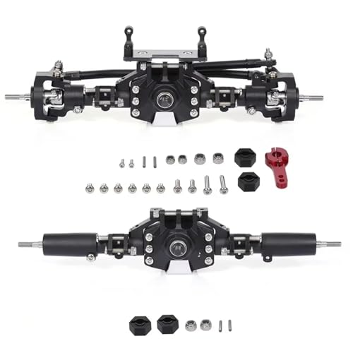 MGHGFYTAS RC Achse Set Kompatibel Mit Axial Für SCX10 II 90046 90047 RC Crawler Truck, Aluminiumlegierung, Vorder- Und Hinterachse, RC-Brückenachse, RC-Ersatzteile(Black) von MGHGFYTAS