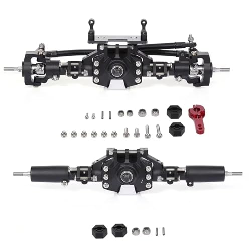MGHGFYTAS RC Achse Set Kompatibel Mit Axial Für SCX10 II 90046 90047 RC Crawler Truck, Aluminiumlegierung, Vorder- Und Hinterachse, RC-Brückenachse, RC-Ersatzteile(Black) von MGHGFYTAS