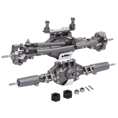 MGHGFYTAS RC Achse Set Kompatibel Mit Axial Für SCX10 II 90046 90047 RC Crawler Truck, Aluminiumlegierung, Vorder- Und Hinterachse, RC-Brückenachse, RC-Ersatzteile(Gray) von MGHGFYTAS