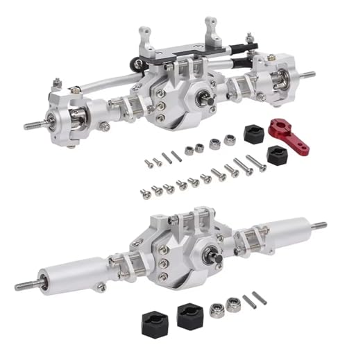 MGHGFYTAS RC Achse Set Kompatibel Mit Axial Für SCX10 II 90046 90047 RC Crawler Truck, Aluminiumlegierung, Vorder- Und Hinterachse, RC-Brückenachse, RC-Ersatzteile(Silver) von MGHGFYTAS