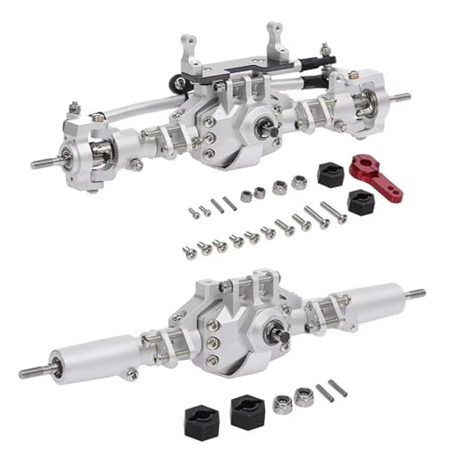 MGHGFYTAS RC Achse Set Kompatibel Mit Axial Für SCX10 II 90046 90047 RC Crawler Truck, Aluminiumlegierung, Vorder- Und Hinterachse, RC-Brückenachse, RC-Ersatzteile(Silver) von MGHGFYTAS