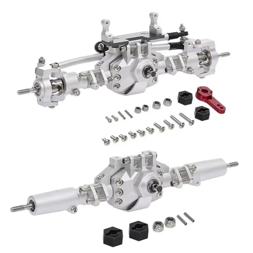MGHGFYTAS RC Achse Set Kompatibel Mit Axial Für SCX10 II 90046 90047 RC Crawler Truck, Aluminiumlegierung, Vorder- Und Hinterachse, RC-Brückenachse, RC-Ersatzteile(Silver) von MGHGFYTAS