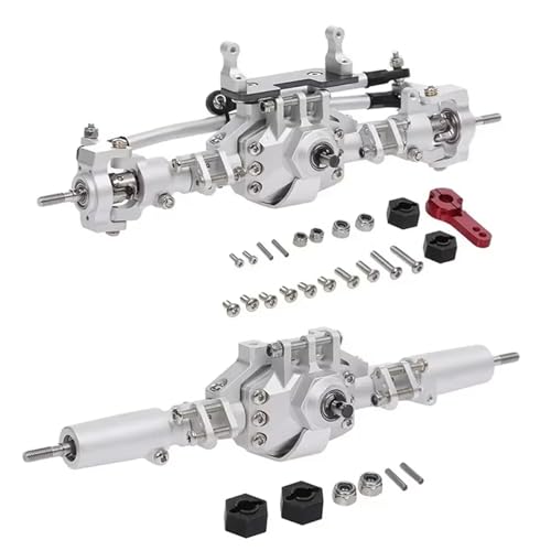 MGHGFYTAS RC Achse Set Kompatibel Mit Axial Für SCX10 II 90046 90047 RC Crawler Truck Upgrade Vorder- Und Hinterachse RC Brückenachse Ersatzteile Zubehör(Silver) von MGHGFYTAS