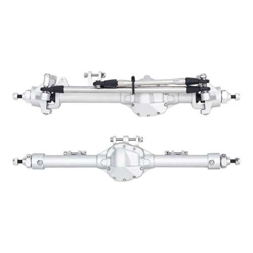 MGHGFYTAS RC Achse Set Kompatibel Mit Axial Für SCX10 II Für Vanquish VS4-10 1/10 RC Crawler Für Chassisteile CNC-Aluminium-Offset-Geradeachsensatz(Silver,Front and Rear) von MGHGFYTAS